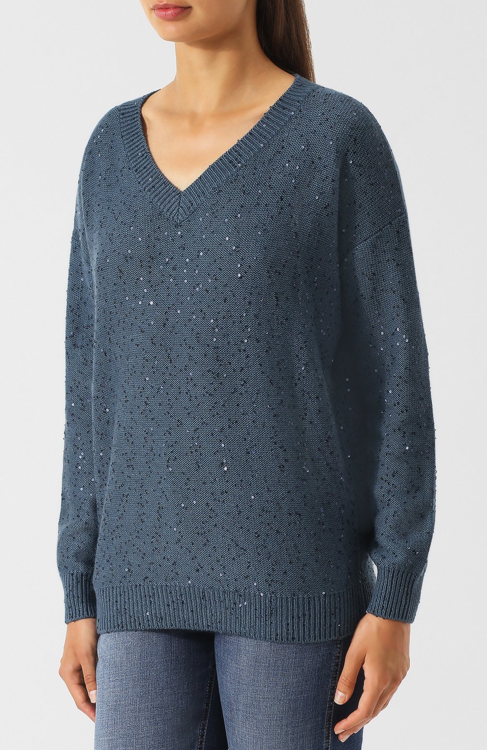 Пуловер из смеси кашемира и шелка с v-образным вырезом BRUNELLO CUCINELLI, арт. M73541012, фото 3