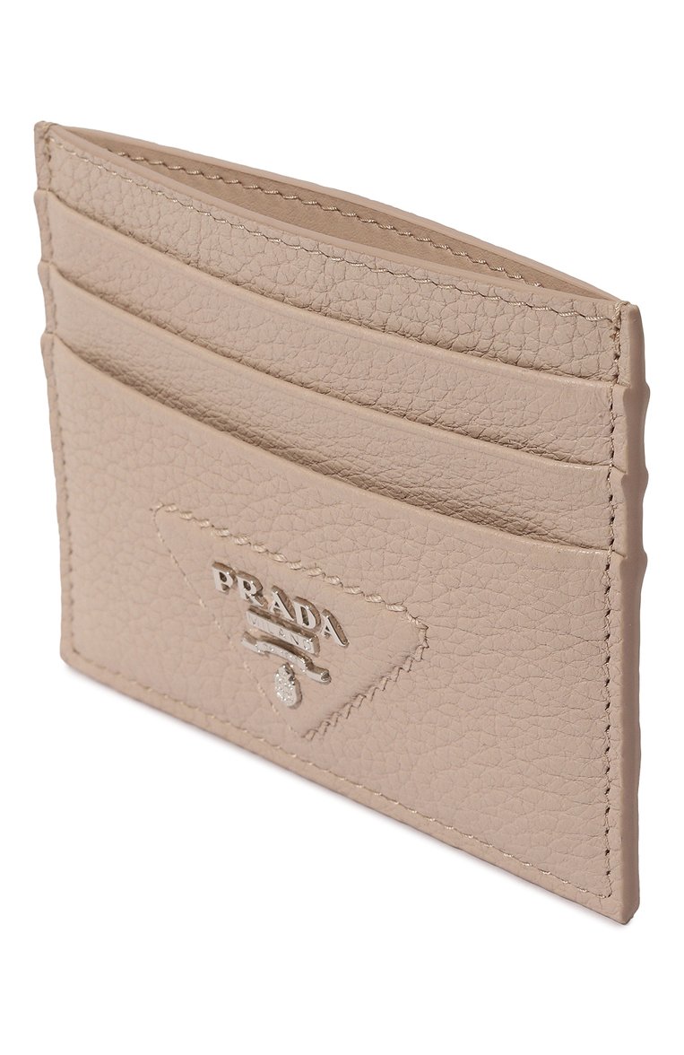 Женский кожаный футляр для кредитных карт PRADA бежевого цвета, арт. 1MC025-2BBE-F0NZ2 | Фото 3 (Материал: Натуральная кожа; Материал сплава: Проставлено; Нос: Не проставлено)