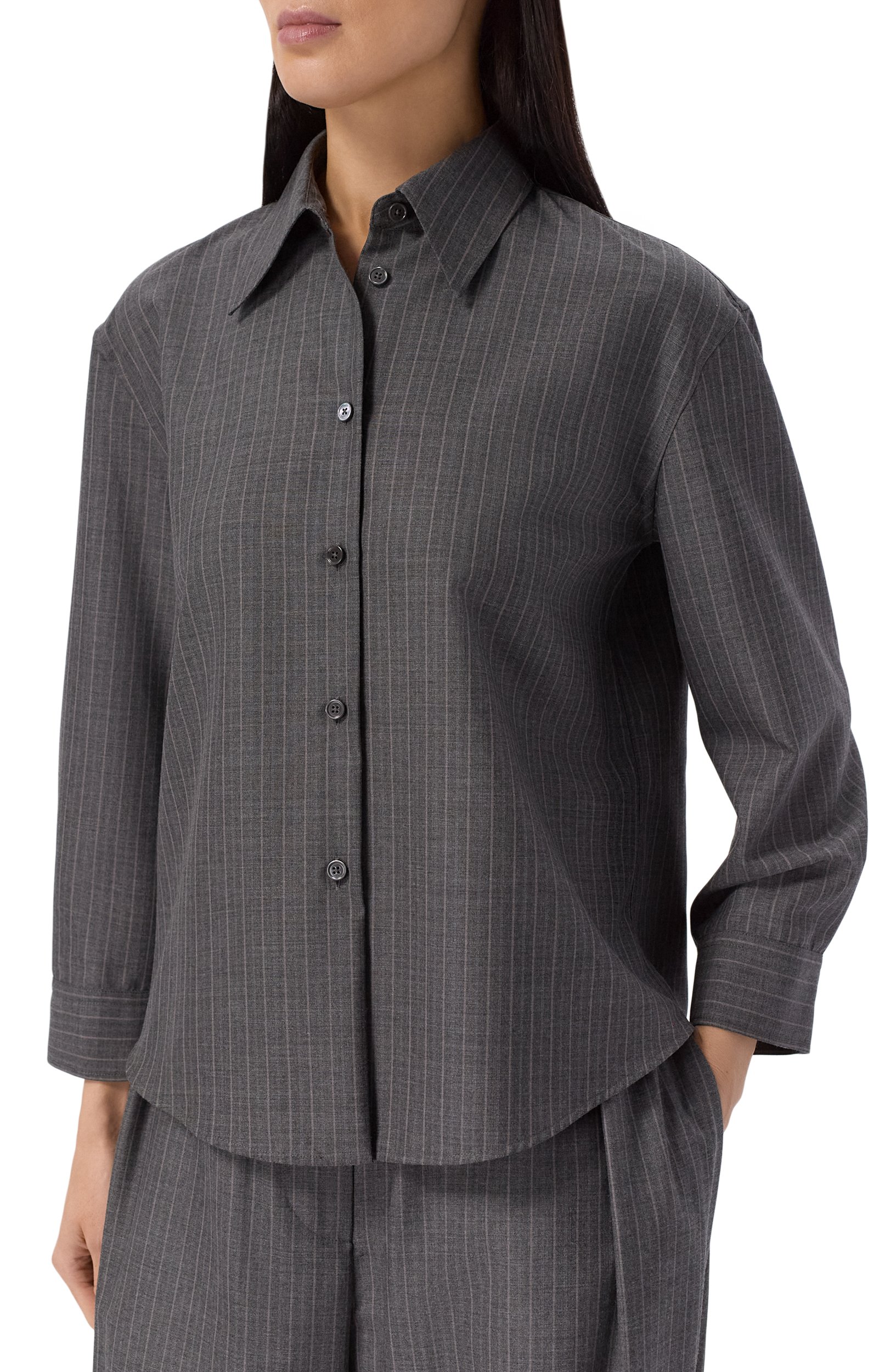 Шерстяная рубашка JIL SANDER серого цвета по цене 184000 руб., арт. J02DL0309/J40336, фото 3 Шерстяная рубашка JIL SANDER, арт. J02DL0309/J40336, фото 3