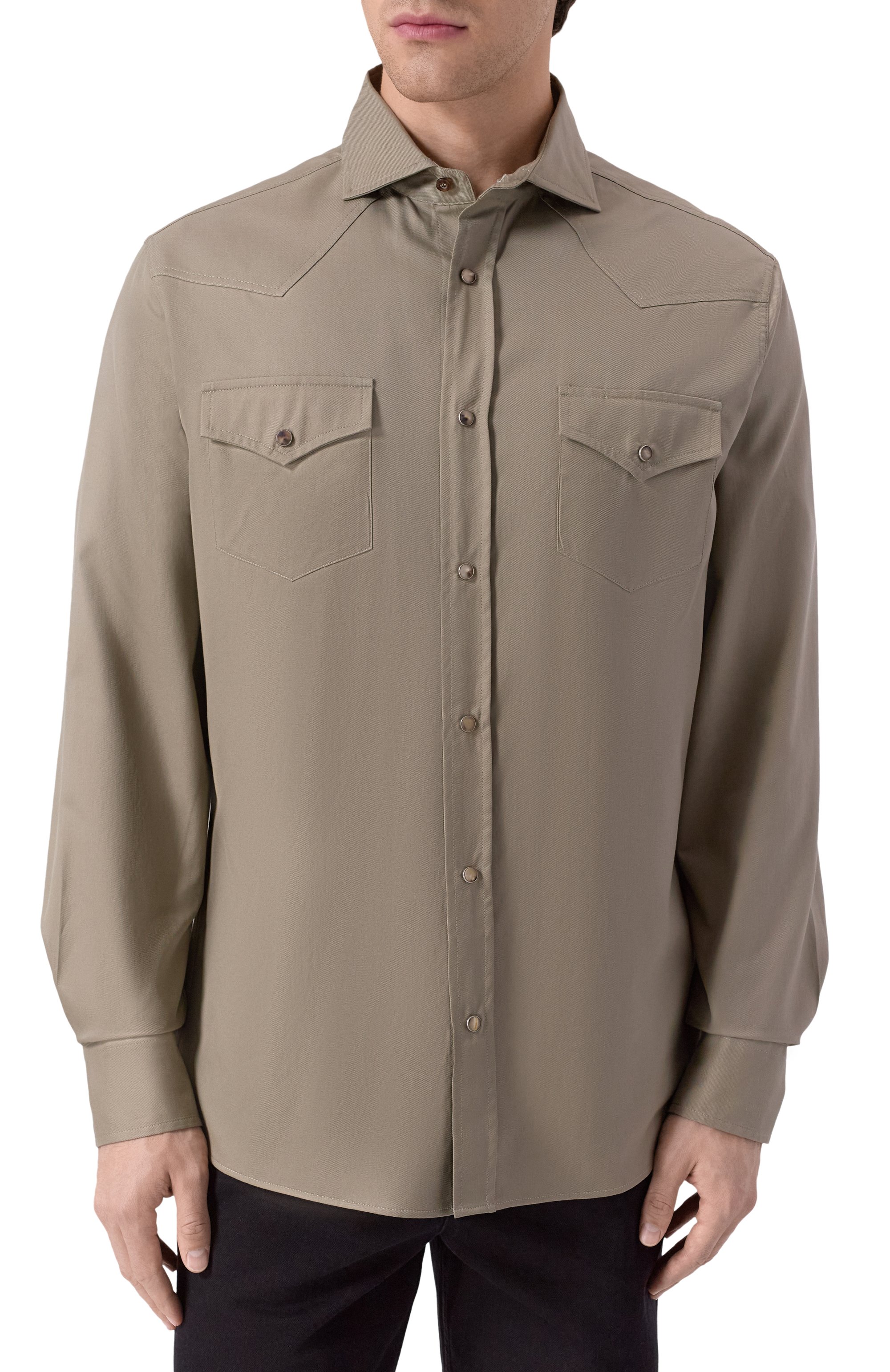 Хлопковая рубашка BRUNELLO CUCINELLI, арт. MW6044008, фото 3