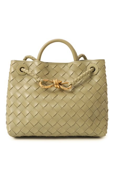 Женская сумка andiamo small BOTTEGA VENETA светло-зеленого цвета, арт. 766014/VCPP1 | Фото 1 (Материал сплава: Проставлено; Драгоценные камни: Проставлено; Материал: Натуральная кожа; Ремень/цепочка: На ремешке; Размер: small)