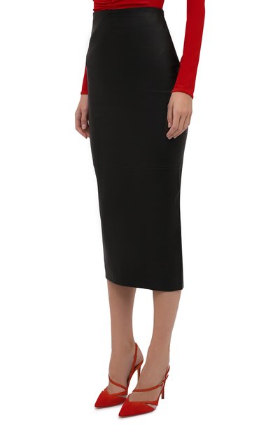 Кожаная юбка SPRWMN черного цвета по цене 97000 руб., арт. SKT-024-L/TUBE SKIRT, фото 3 Кожаная юбка SPRWMN, арт. SKT-024-L/TUBE SKIRT, фото 3