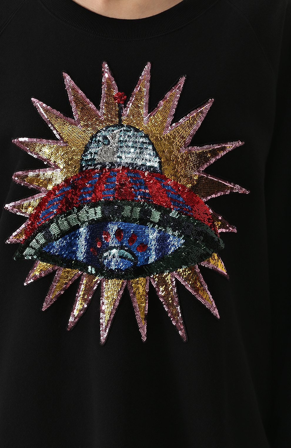 Хлопковый свитшот свободного кроя с вышивкой пайетками GUCCI, арт. 457924/X9D13, фото 5