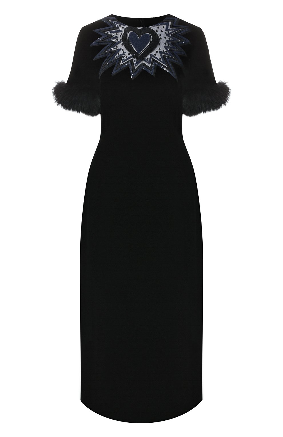Бархатное платье с меховой отделкой FENDI, арт. FD9653 A3MT, фото 1
