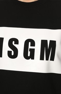 Женская хлопковая футболка MSGM черного цвета, арт. 2000MDM520 200002 | Фото 5 (Рукава: Короткие; Длина (для топов): Стандартные; Материал внешний: Хлопок; Стили: Спорт-шик; Принт: С принтом; Материал сплава: Проставлено; Драгоценные камни: Проставлено; Нос: Не проставлено)