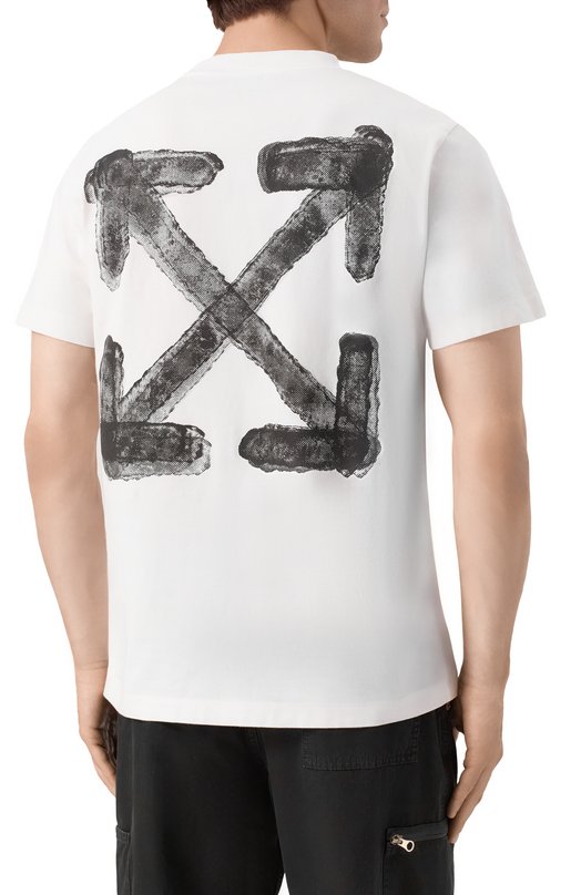 Хлопковая футболка Off-White 0MAA027S25JER00B Белый  0MAA027S25JER00B Фото 4