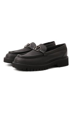 Женские кожаные лоферы vlogo signature VALENTINO черного цвета, арт. 5W0S0EU0/ZIJ | Фото 1 (Каблук высота: Низкий; Драгоценные камни: Проставлено; Материал сплава: Проставлено; Подошва: Платформа; Материал внешний: Натуральная кожа; Материал утеплителя: Натуральный мех)