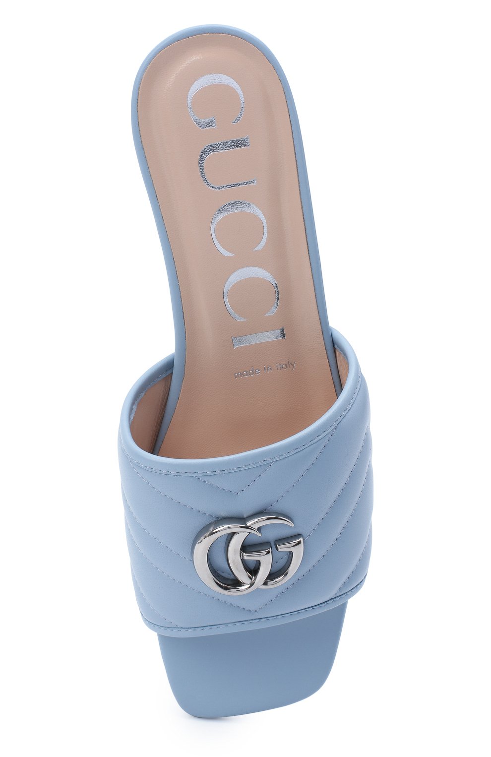 Кожаные шлепанцы jolie GUCCI голубого цвета по цене 45550 руб., арт. 627827/BK000, фото 5 Кожаные шлепанцы jolie GUCCI, арт. 627827/BK000, фото 5
