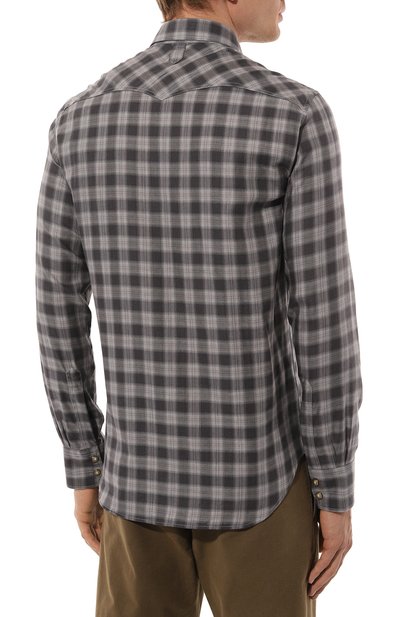 Рубашка из хлопка и лиоцелла CANALI серого цвета по цене 56250 руб., арт. CSL7066/GL03348, фото 4 Рубашка из хлопка и лиоцелла CANALI, арт. CSL7066/GL03348, фото 4