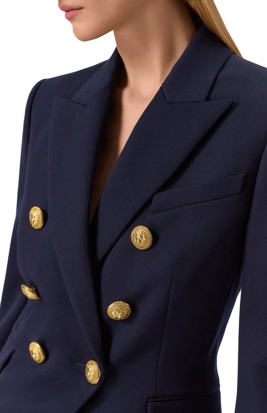 Шерстяной жакет Balmain XF1SG000/WB08 Синий  XF1SG000/WB08 Фото 5