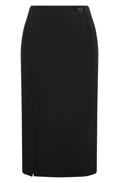 Женская шерстяная юбка PRADA черного цвета, арт. P122T-1ZMM-F0002-212 | Фото 1 (Длина Ж (юбки, платья, шорты): До колена; Стили: Кэжуэл; Материал сплава: Проставлено; Драгоценные камни: Проставлено; Материал внешний: Шерсть; Женское Кросс-КТ: Юбка-одежда)