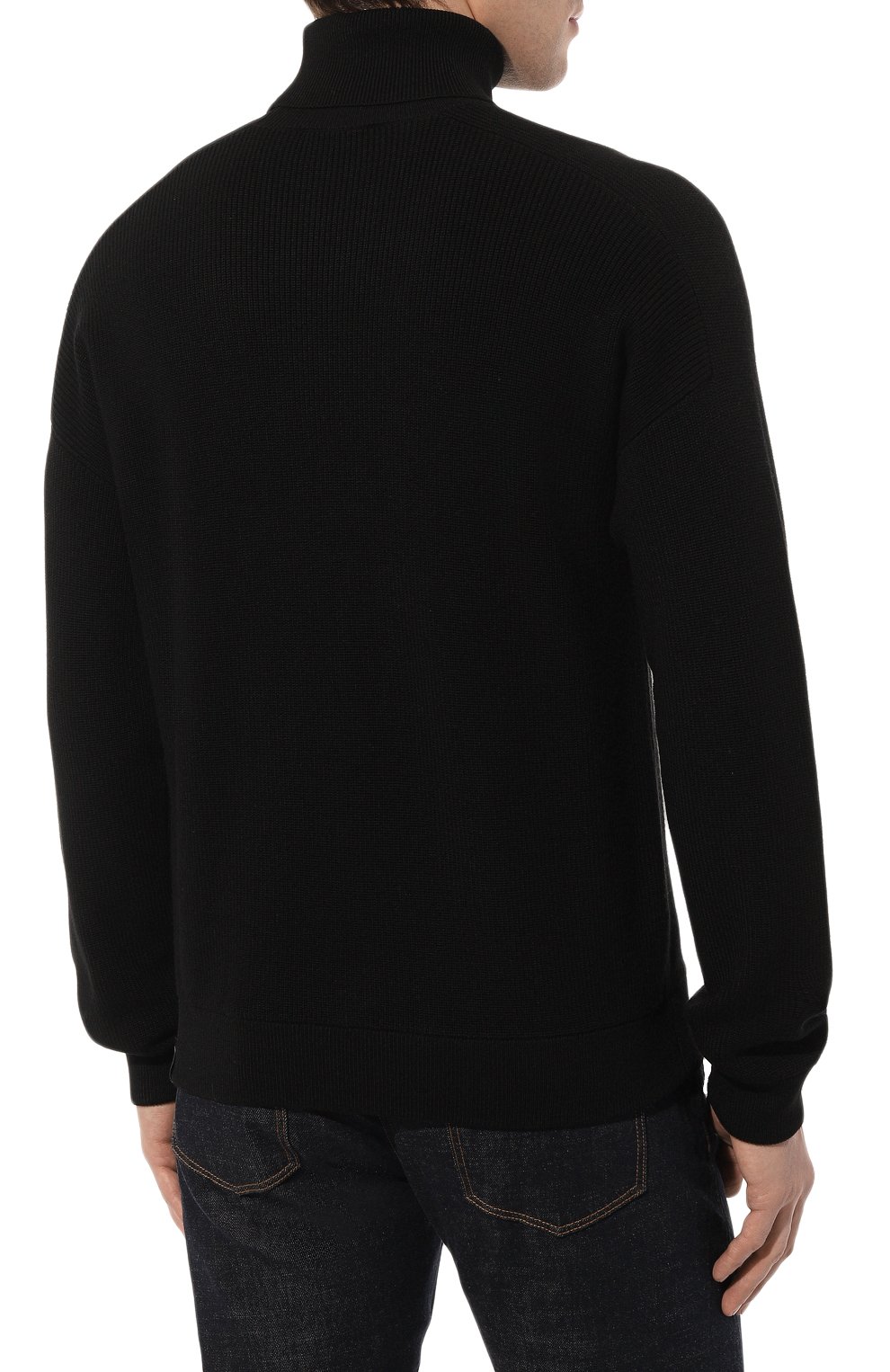 Свитер из шерсти и хлопка EMPORIO ARMANI черного цвета по цене 36550 руб., арт. 3R1MX1/1MDRZ, фото 4 Свитер из шерсти и хлопка EMPORIO ARMANI, арт. 3R1MX1/1MDRZ, фото 4