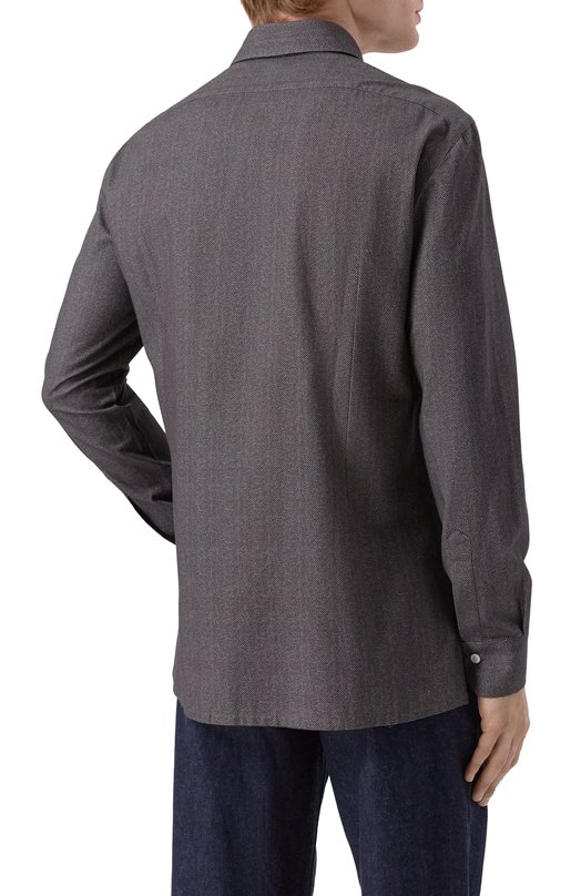 Хлопковая рубашка Kiton UMCNERH0908607 Коричневый  UMCNERH0908607 Фото 4