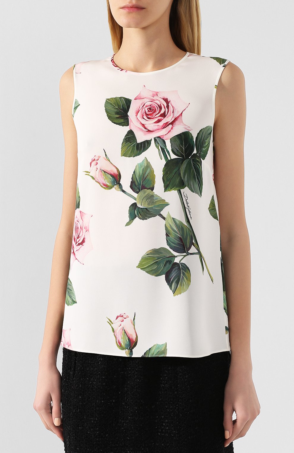 Шелковый топ DOLCE & GABBANA белого цвета по цене 93550 руб., арт. F7ZZCT/FSAZD, фото 3 Шелковый топ DOLCE & GABBANA, арт. F7ZZCT/FSAZD, фото 3