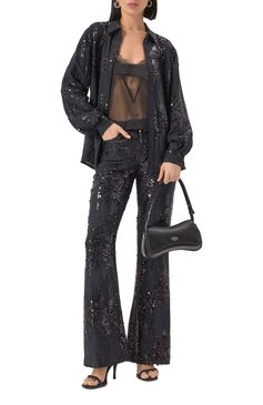 Женские брюки с отделкой пайетками THE KOOPLES черного цвета, арт. FPAN30001K | Фото 2 (Длина (брюки, джинсы): Стандартные; Материал внешний: Вискоза; Женское Кросс-КТ: Брюки-одежда; Силуэт Ж (брюки и джинсы): Расклешенные; Кросс-КТ: костюм; Стили: Романтичный; Автоматизация состава: Проставлено; Автоматизация ТО: Проставлен�о)