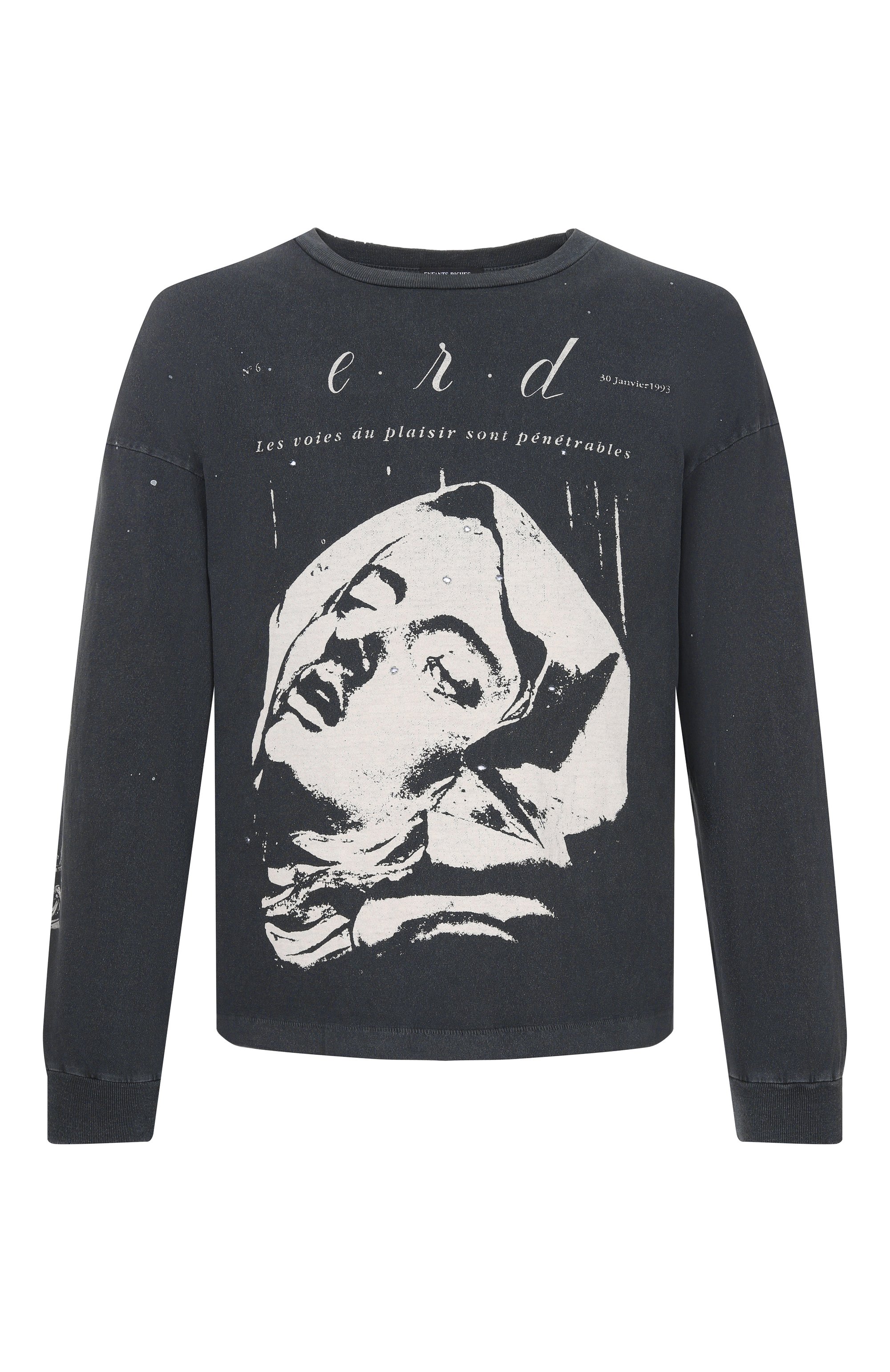 Хлопковый лонгслив ENFANTS RICHES DEPRIMES темно-серого цвета по цене 139500 руб., арт. 010-887/C0TT0N, фото 1 Хлопковый лонгслив ENFANTS RICHES DEPRIMES, арт. 010-887/C0TT0N, фото 1