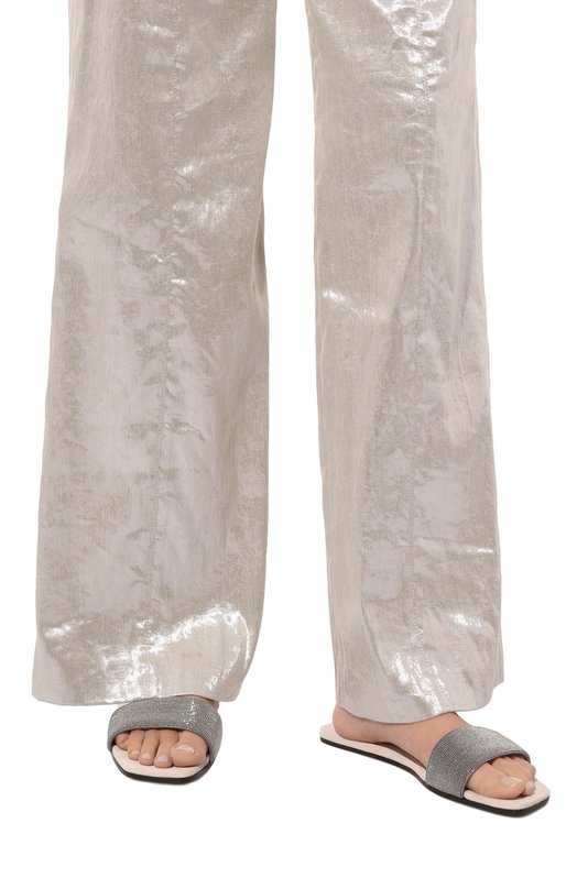 Замшевые шлепанцы Precious Brunello Cucinelli MZMIC2631 Кремовый  MZMIC2631 Фото 3