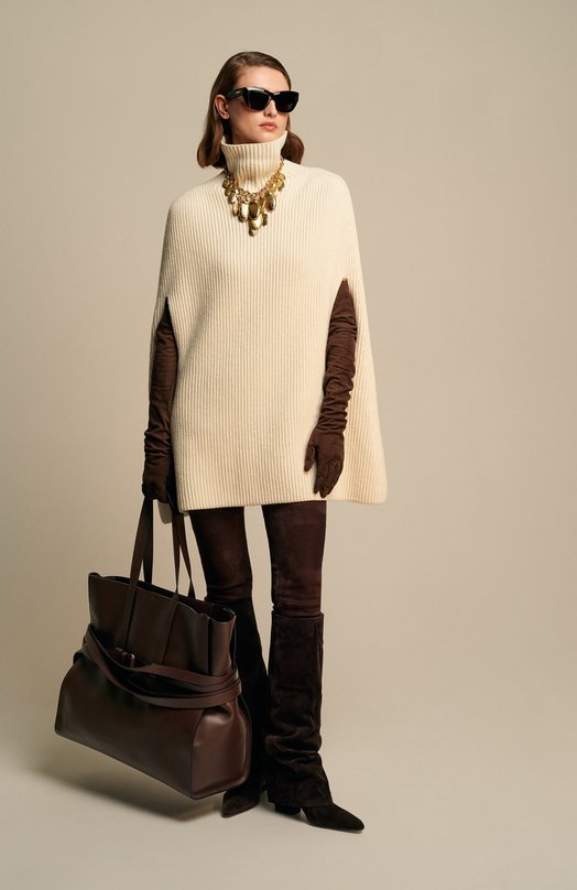 Шерстяное пончо Jil Sander J02ZZ0146/J14511 Кремовый  J02ZZ0146/J14511 Фото 6