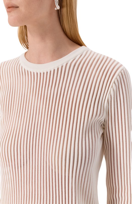 Хлопковый пуловер Helmut Lang P05HW703 Кремовый  P05HW703 Фото 5
