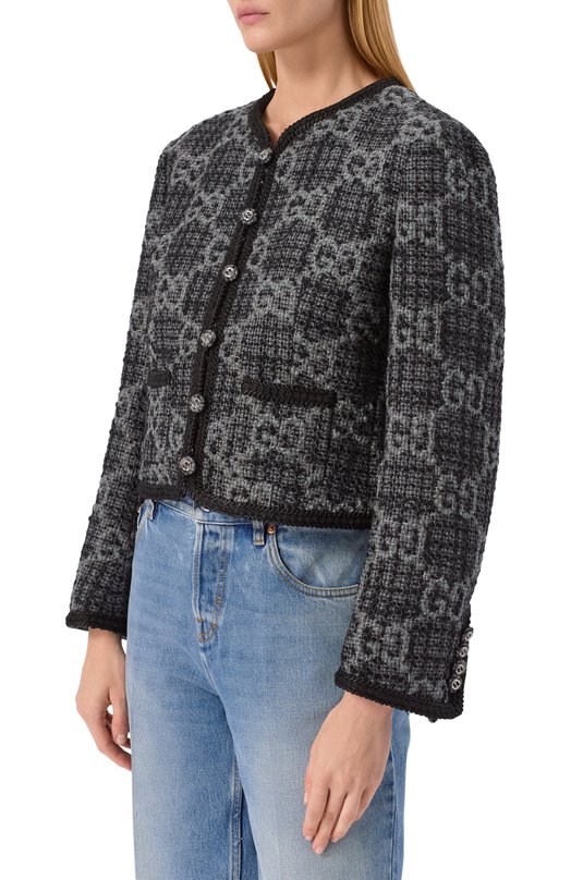 Твидовый жакет Gucci 761164/ZAPA4 Серый  761164/ZAPA4 Фото 3