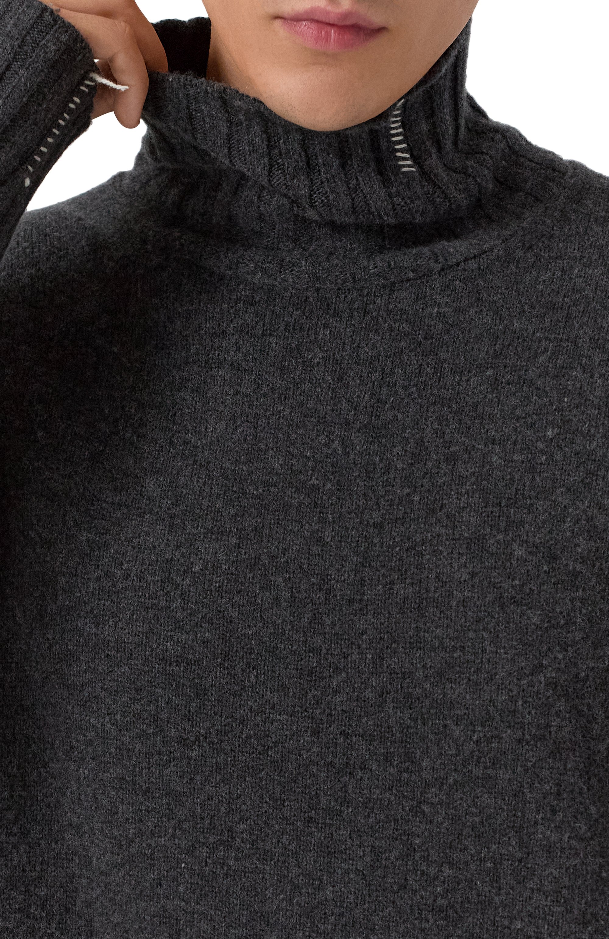 Свитер из кашемира и шерсти ISABEL BENENATO темно-серого цвета по цене 79700 руб., арт. UK22F25, фото 5 Свитер из кашемира и шерсти ISABEL BENENATO, арт. UK22F25, фото 5