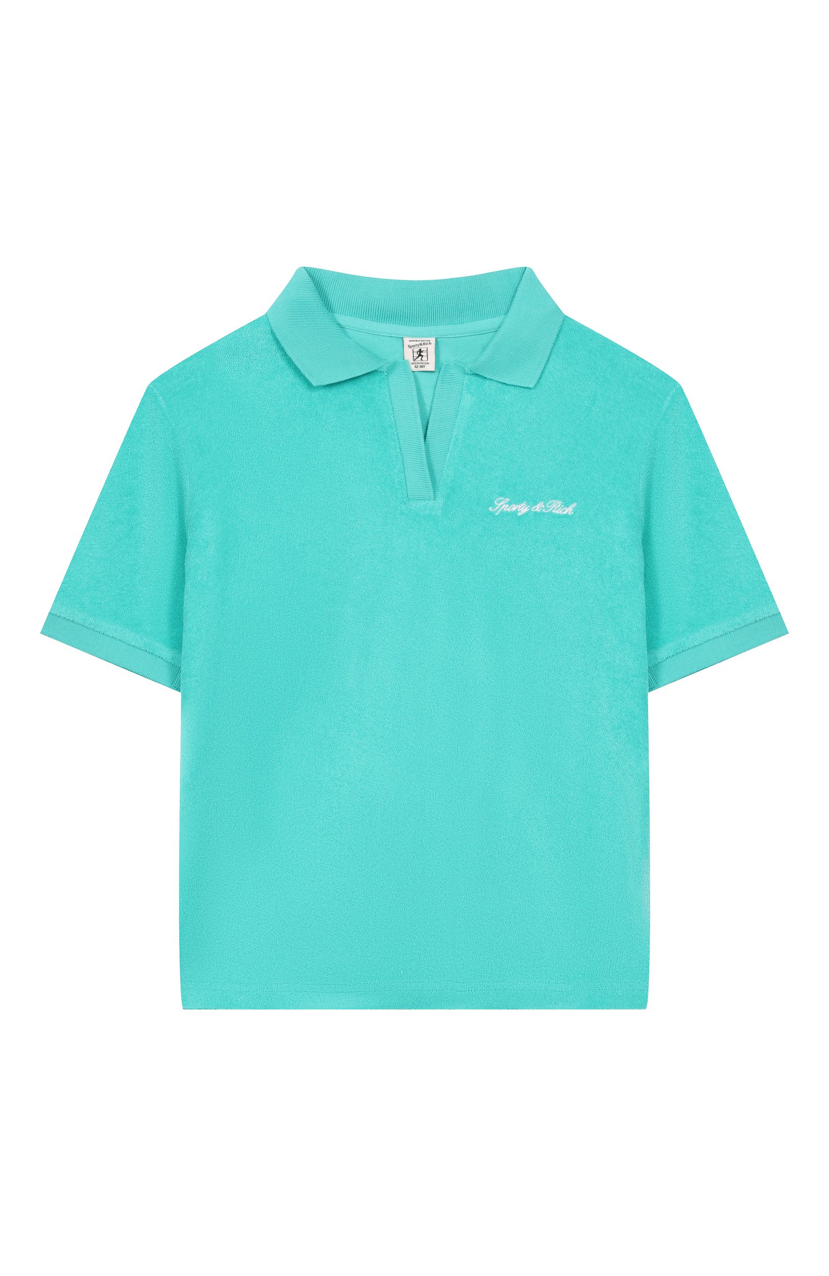 Хлопковое поло SPORTY AND RICH зеленого цвета по цене 12100 руб., арт. T0118712326GR02, фото 1 Хлопковое поло SPORTY AND RICH, арт. T0118712326GR02, фото 1