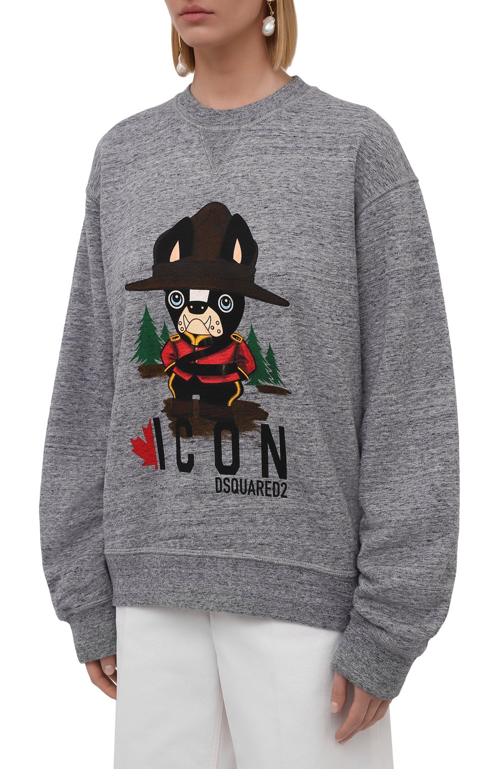 Хлопковый свитшот DSQUARED2 серого цвета по цене 45650 руб., арт. S80GU0051/S25477, фото 3 Хлопковый свитшот DSQUARED2, арт. S80GU0051/S25477, фото 3