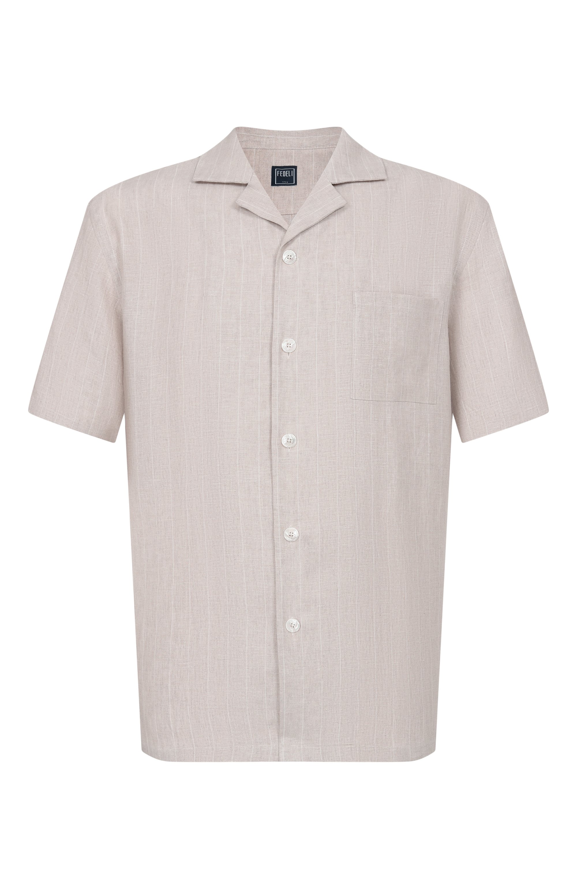 Льняная рубашка FEDELI бежевого цвета по цене 58800 руб., арт. TU000552/NATURAL LIN0, фото 1 Льняная рубашка FEDELI, арт. TU000552/NATURAL LIN0, фото 1