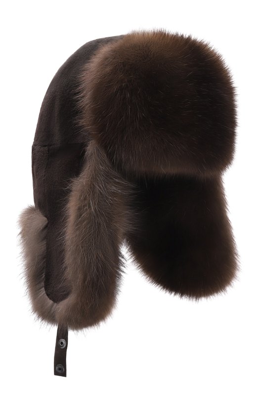 Меховая шапка-ушанка из норки и соболя VICTORIA KUSENKOVA 330213504158 Коричневый 330213504158