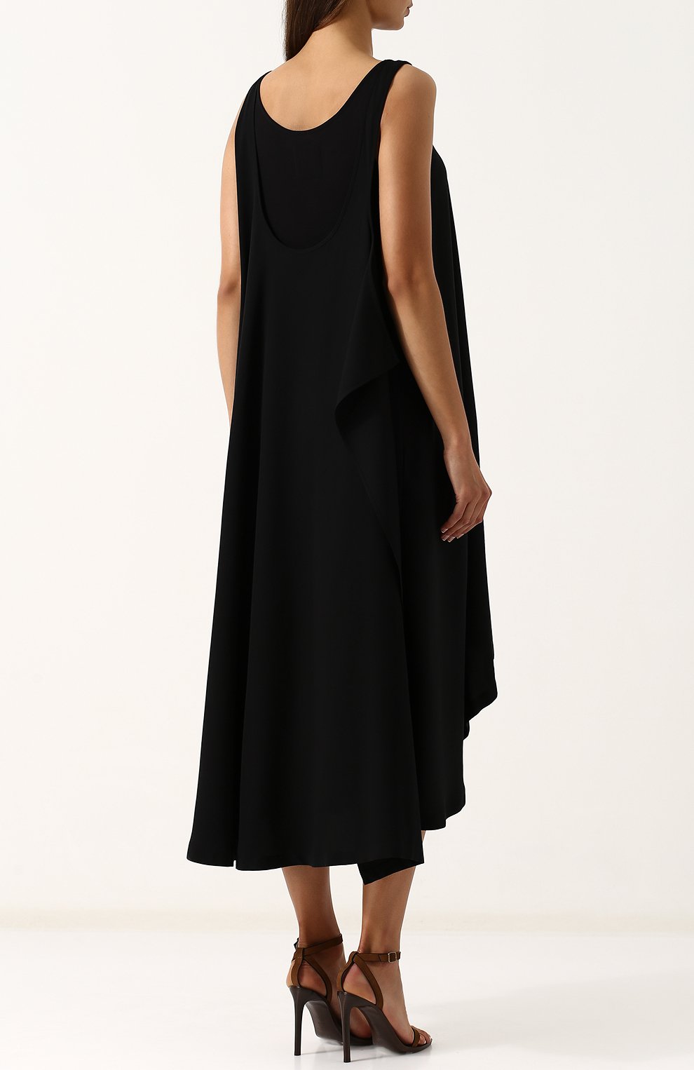 Однотонное хлопковое платье-миди свободного кроя YOHJI YAMAMOTO, арт. NW-D19-816, фото 4