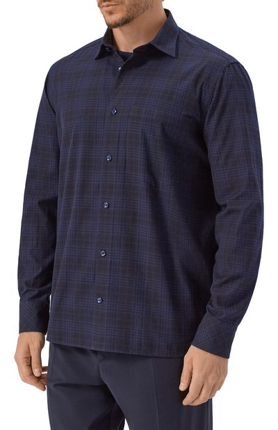 Хлопковая рубашка BOGNER темно-синего цвета по цене 22400 руб., арт. 58821934, фото 3 Хлопковая рубашка BOGNER, арт. 58821934, фото 3