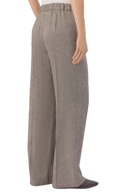 Брюки изо льна и вискозы Lorena Antoniazzi E2624PA31L/5154 Коричневый  E2624PA31L/5154 Фото 4