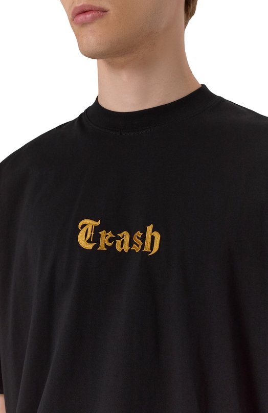 Хлопковая футболка VETEMENTS UH76TR540B/1000 LIGHT JERSEY Чёрный  UH76TR540B/1000 LIGHT JERSEY Фото 5
