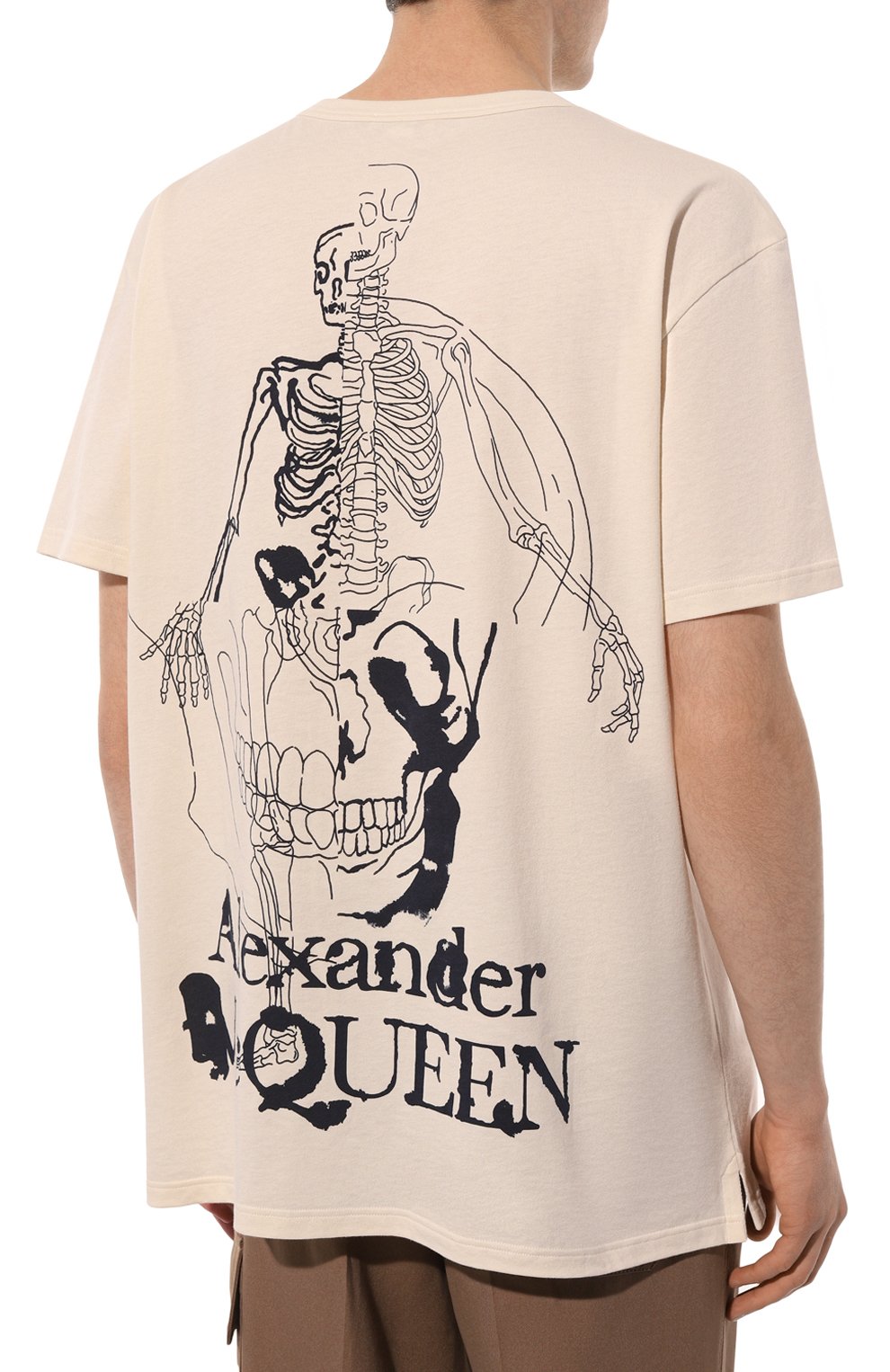Хлопковая футболка ALEXANDER MCQUEEN бежевого цвета по цене 47500 руб., арт. 710937/QTZ32, фото 4 Хлопковая футболка ALEXANDER MCQUEEN, арт. 710937/QTZ32, фото 4