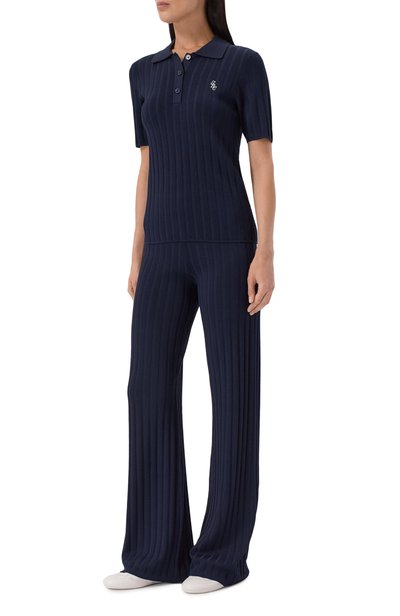 Брюки из вискозы SPORTY AND RICH синего цвета по цене 28600 руб., арт. PA049712302BL106, фото 2 Брюки из вискозы SPORTY AND RICH, арт. PA049712302BL106, фото 2