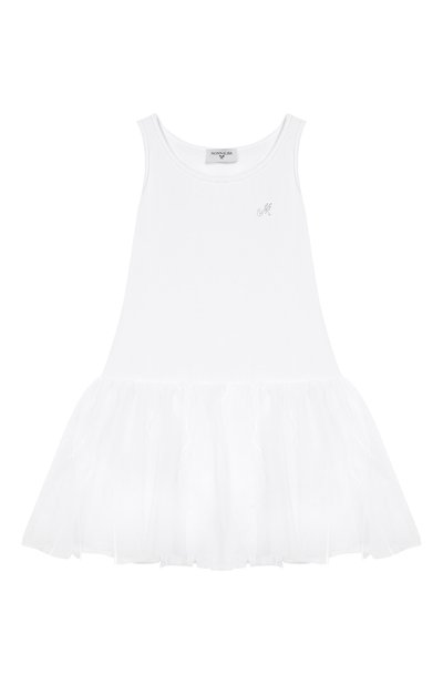 Хлопковое мини-платье MONNALISA белого цвета по цене 12350 руб., арт. 17CSOT, фото 1 Хлопковое мини-платье MONNALISA, арт. 17CSOT, фото 1