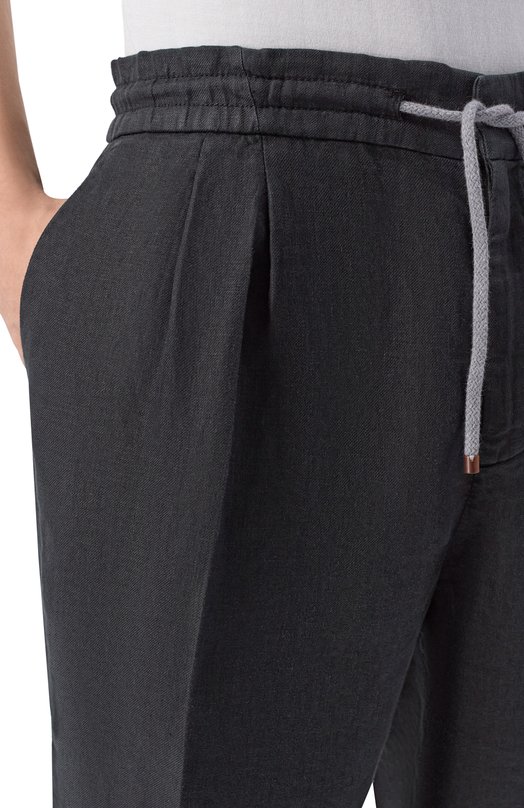 Льняные шорты Brunello Cucinelli M243DU0020 Чёрный  M243DU0020 Фото 5