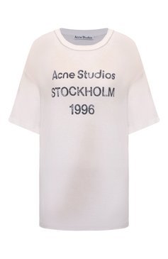 Женская хлопковая футболка ACNE STUDIOS белого цвета, арт. FN-UX-TSHI000013 | Фото 1 (Драгоценные камни: Проставлено; Длина (для топов): Стандартные; Материал сплава: Проставлено; Материал внешний: Хлопок; Рукава: 3/4; Стили: Кэжуэл; Принт: С принтом; Женское Кросс-КТ: Футболка-одежда)