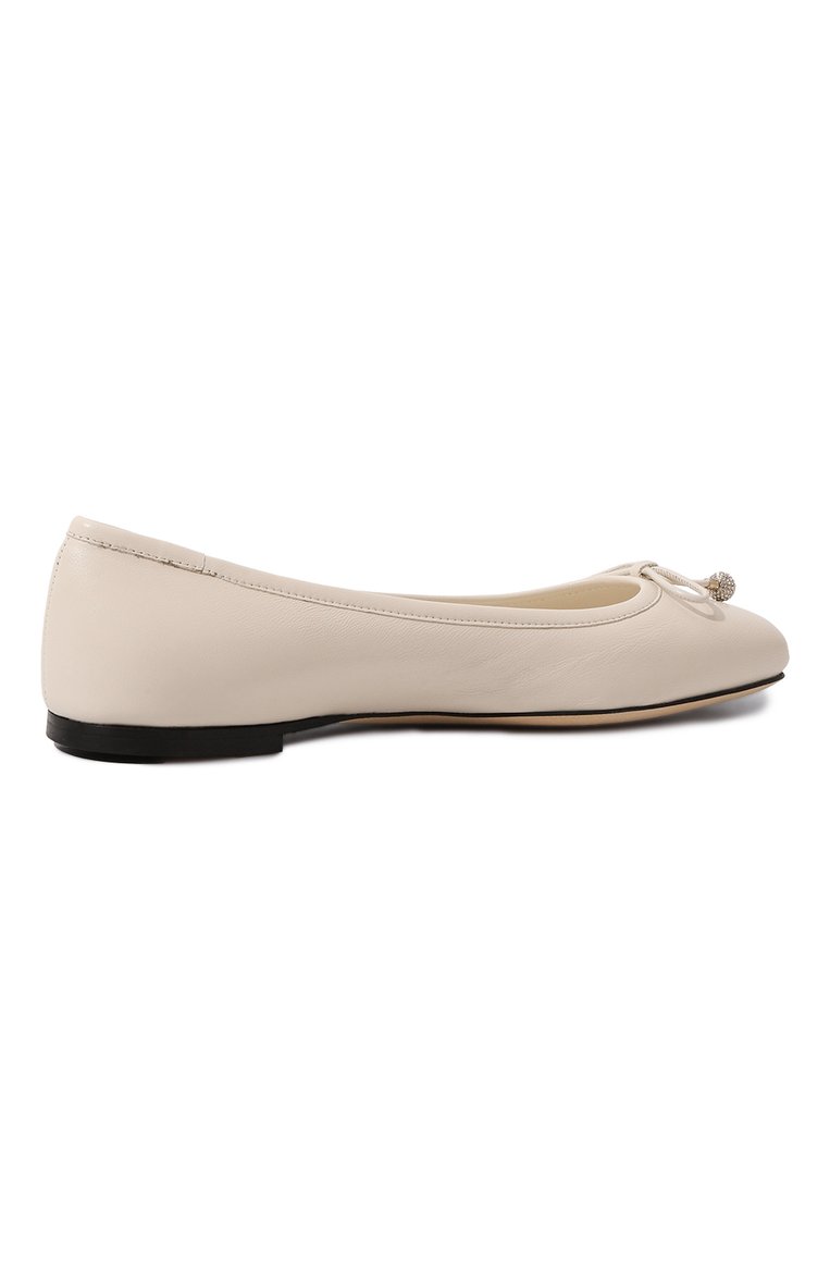 Женские кожаные балетки elme JIMMY CHOO кремового цвета, арт. ELME FLAT/NAP | Фото 5 (Материал внутренний: Натуральная кожа; Подошва: Плоская; Каблук высота: Низкий; Материал внешний: Натуральная кожа)