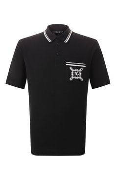 Мужское хлопковое поло DOLCE & GABBANA черного цвета, арт. G8SN2Z/G7N8M | Фото 1 (Драгоценные камни: Проставлено; Материал сплава: Проставлено; Рукава: Короткие; Длина (для топов): Стандартные; Принт: С принтом; Застежка: Пуговицы; Стили: Кэжуэл; Материал внешний: Хлопок; Кросс-КТ: Джерси; Мужское Кросс-КТ: Футболка-одежда)