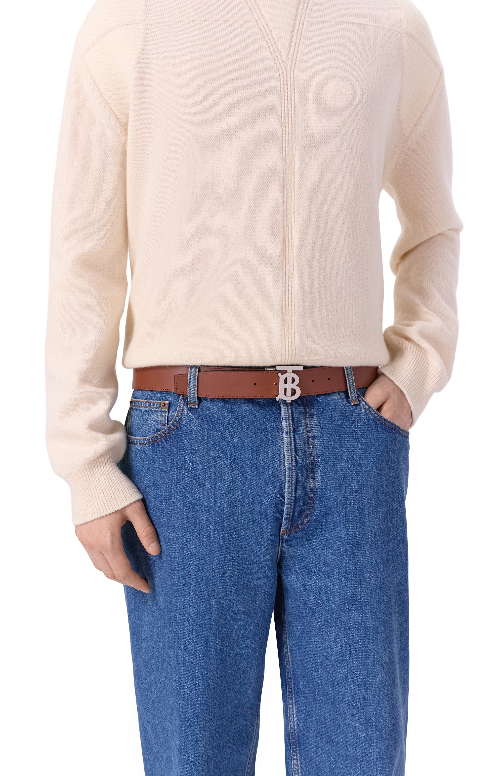 Двусторонний ремень из кожи BURBERRY, арт. 8043247, фото 3