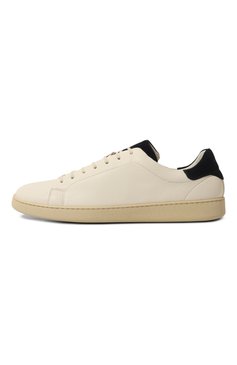 Мужские кожаные кеды KITON кремового цвета, арт. USSA067N01000 | Фото 4 (Подошва: Массивная; Материал внутренний: Натуральная кожа; Материал утеплителя: Без утеплителя; Стили: Классический; Материал внешний: Натуральная кожа; Кросс-КТ: Низкие)