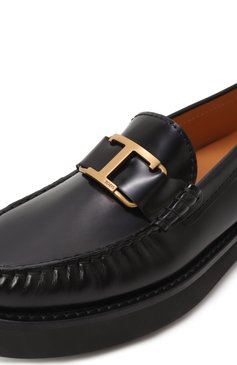 Женские кожаные лоферы TOD’S черного цвета, арт. XXW54K0HN90/SHA | Фото 7 (Материал сплава: Проставлено; Каблук высота: Низкий; Материал внешний: Натуральная кожа; Подошва: Платформа; Материал внутренний: Натуральная кожа; Драгоценные камни: Проставлено)