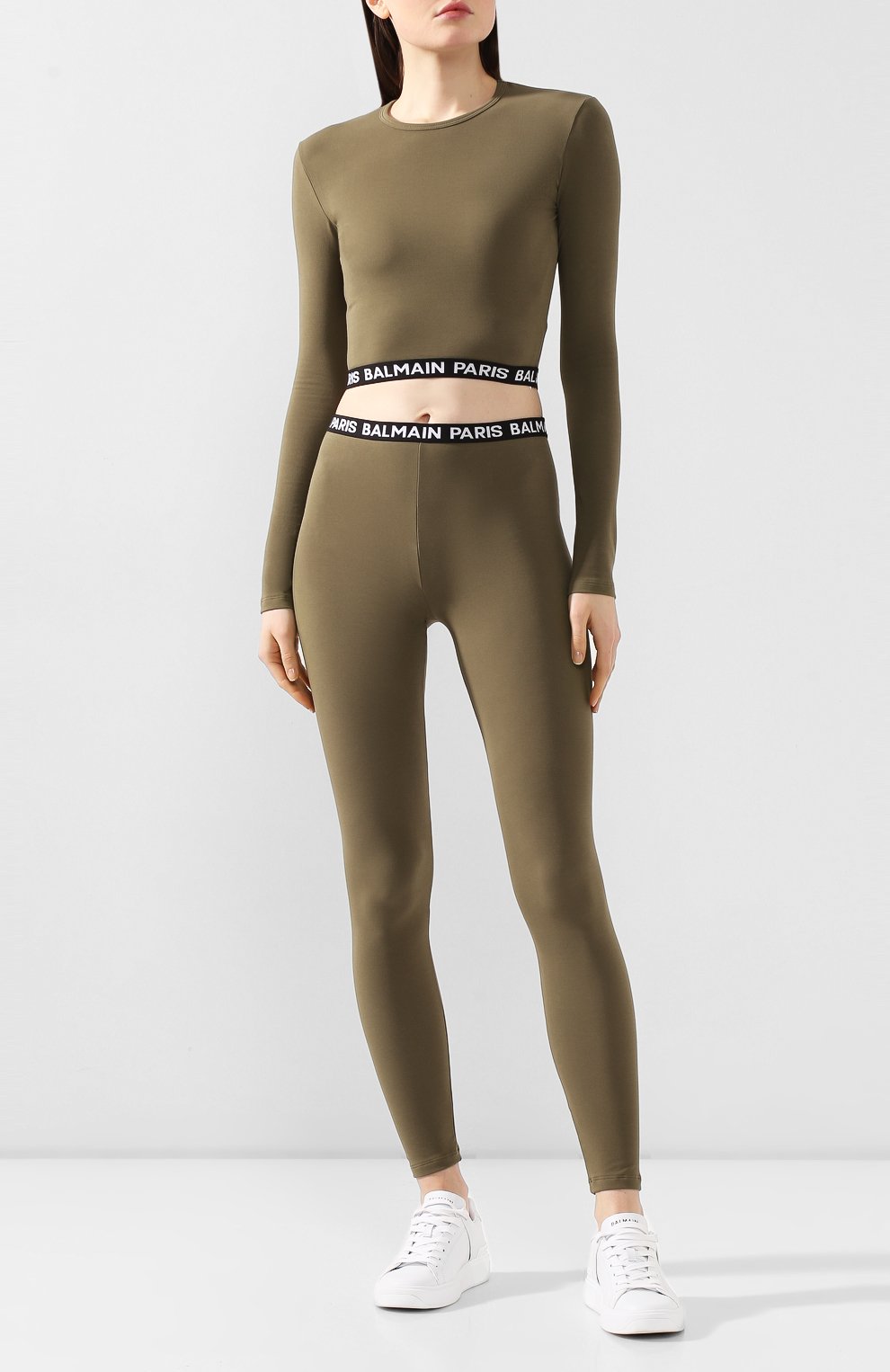 Хлопковый лонгслив BALMAIN хаки цвета по цене 33300 руб., арт. BPM005010, фото 2 Хлопковый лонгслив BALMAIN, арт. BPM005010, фото 2