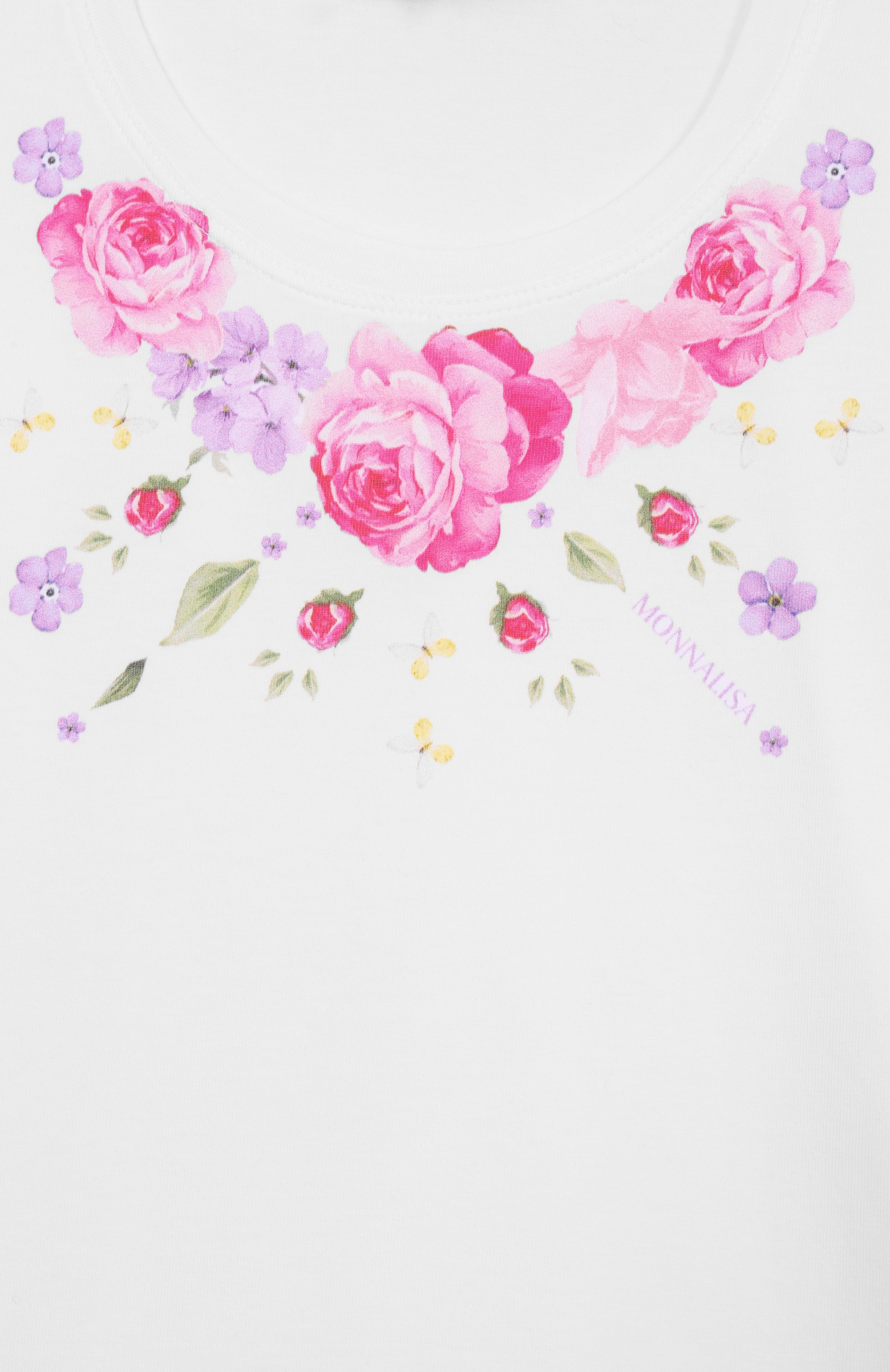 Хлопковая футболка MONNALISA белого цвета по цене 8300 руб., арт. 11G605, фото 3 Хлопковая футболка MONNALISA, арт. 11G605, фото 3