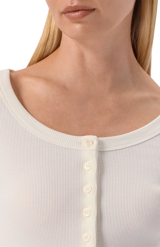 Хлопковый лонгслив-хенли Dolce & Gabbana F8W44T/FU7AV Кремовый  F8W44T/FU7AV Фото 5