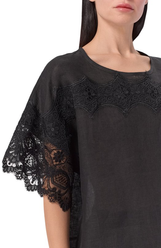 Топ изо льна и вискозы Maurizio W08460881 Чёрный  W08460881 Фото 5