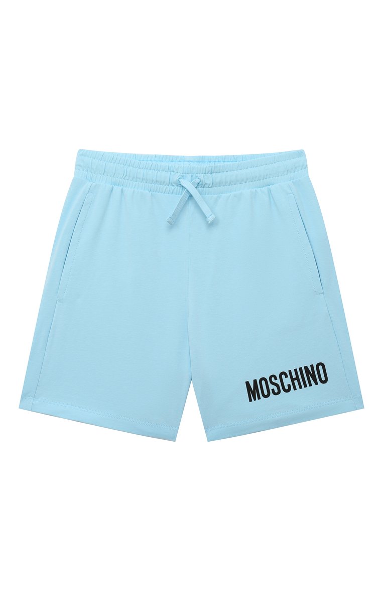 Детские хлопковые шорты MOSCHINO голубого цвета, арт. HQQ002/LBA10/5 | Фото 1 (Материал внешний: Хлопок; Случай: Повседневный; Нос: Не проставлено)