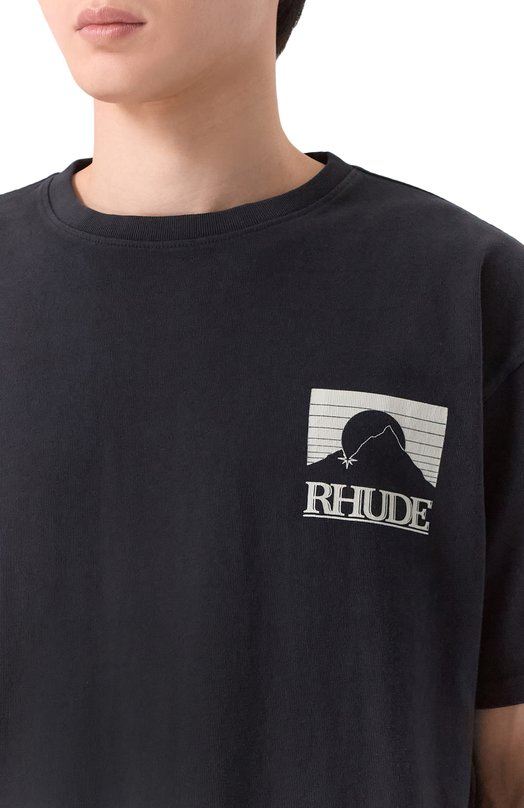 Хлопковая футболка Rhude RHPS26TT07012 Чёрный  RHPS26TT07012 Фото 5