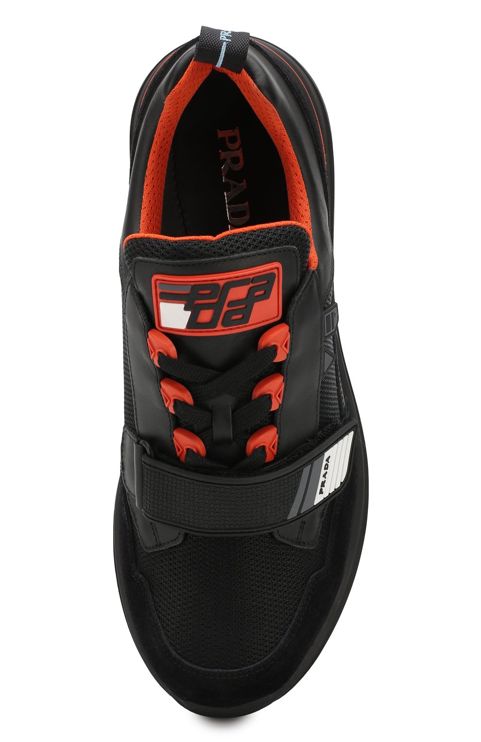 Текстильные кроссовки на шнуровке с застежкой велькро PRADA, арт. 2EG266-3V71-F0G5P, фото 5